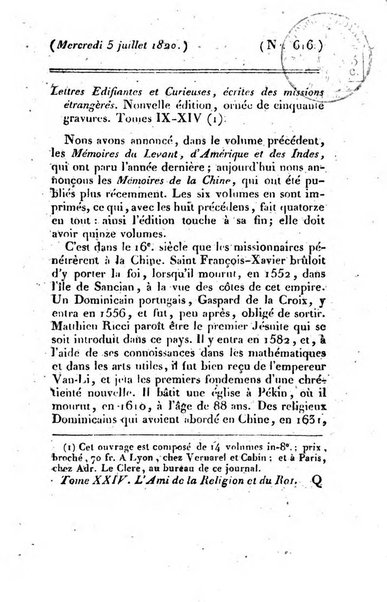 L'ami de la religion et du roi journal ecclesiastique, politique et litteraire