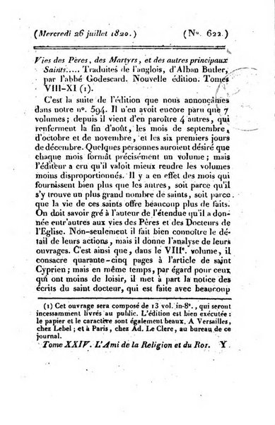 L'ami de la religion et du roi journal ecclesiastique, politique et litteraire