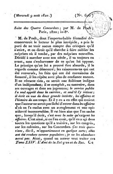 L'ami de la religion et du roi journal ecclesiastique, politique et litteraire