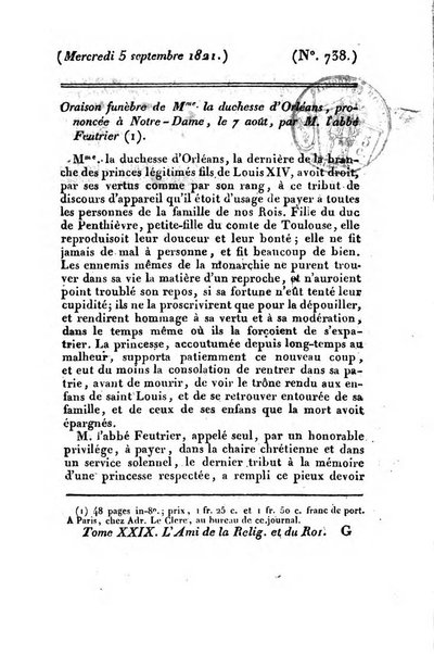 L'ami de la religion et du roi journal ecclesiastique, politique et litteraire