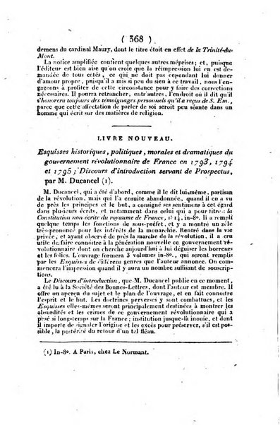 L'ami de la religion et du roi journal ecclesiastique, politique et litteraire