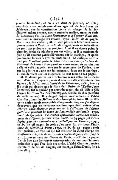 L'ami de la religion et du roi journal ecclesiastique, politique et litteraire