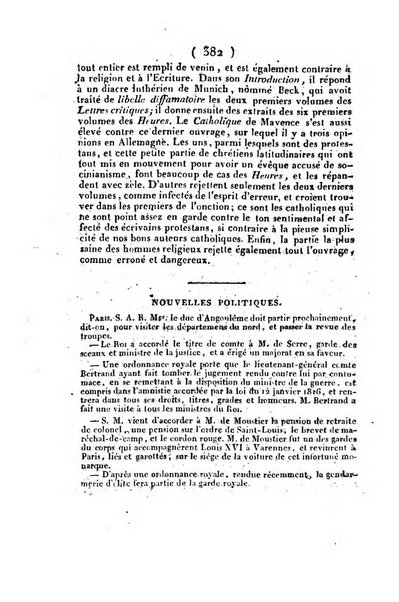 L'ami de la religion et du roi journal ecclesiastique, politique et litteraire