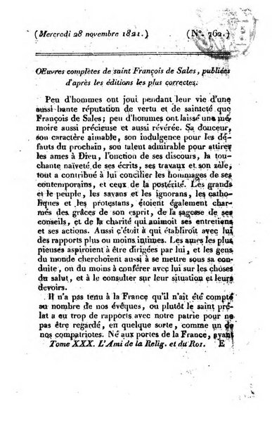 L'ami de la religion et du roi journal ecclesiastique, politique et litteraire