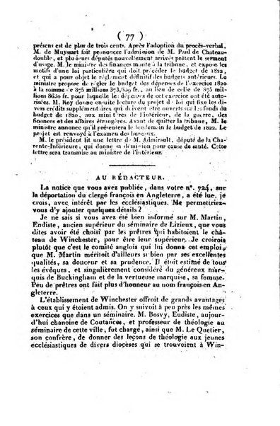 L'ami de la religion et du roi journal ecclesiastique, politique et litteraire