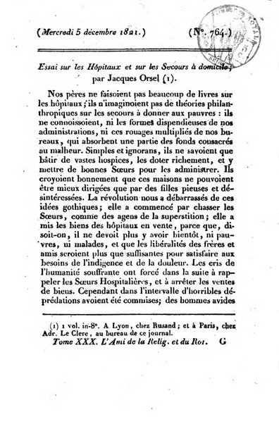 L'ami de la religion et du roi journal ecclesiastique, politique et litteraire