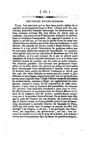 L'ami de la religion et du roi journal ecclesiastique, politique et litteraire