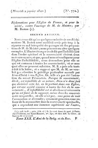 L'ami de la religion et du roi journal ecclesiastique, politique et litteraire