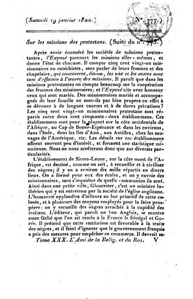 L'ami de la religion et du roi journal ecclesiastique, politique et litteraire