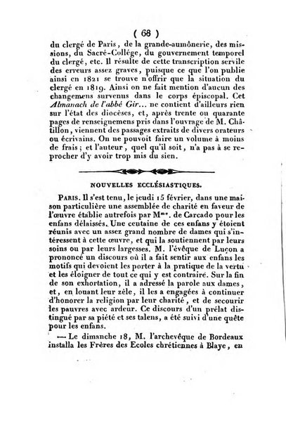 L'ami de la religion et du roi journal ecclesiastique, politique et litteraire