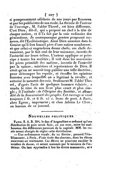 L'ami de la religion et du roi journal ecclesiastique, politique et litteraire