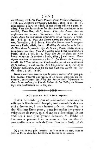 L'ami de la religion et du roi journal ecclesiastique, politique et litteraire