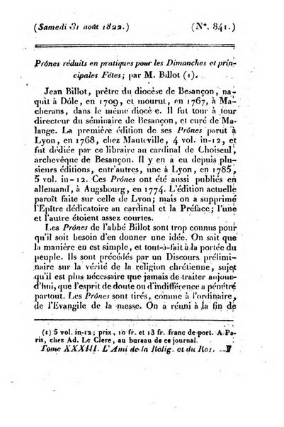 L'ami de la religion et du roi journal ecclesiastique, politique et litteraire