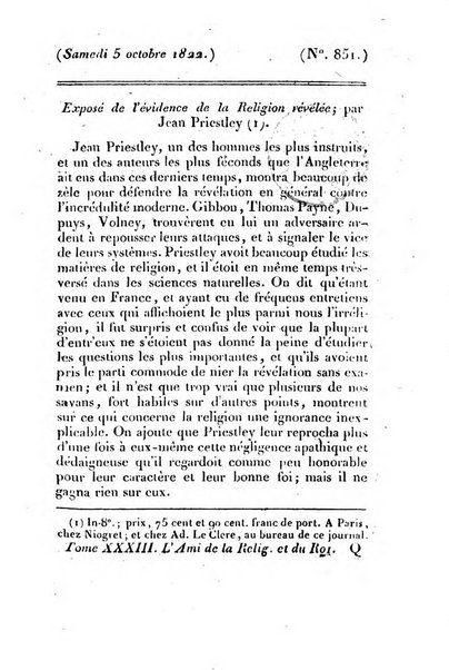 L'ami de la religion et du roi journal ecclesiastique, politique et litteraire