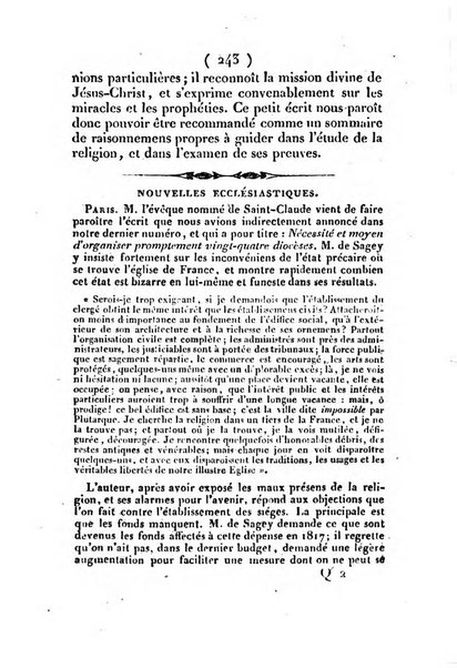 L'ami de la religion et du roi journal ecclesiastique, politique et litteraire