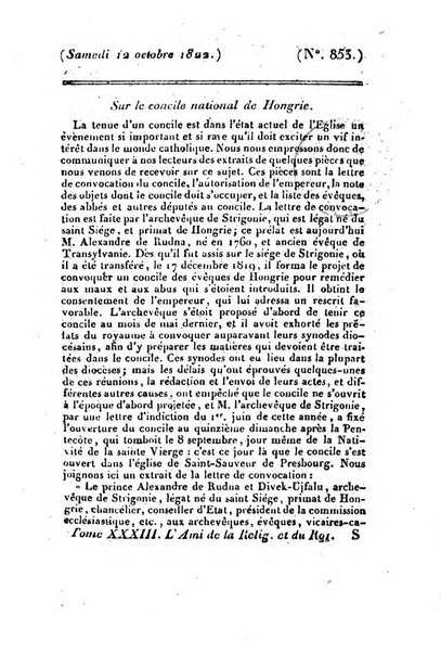 L'ami de la religion et du roi journal ecclesiastique, politique et litteraire