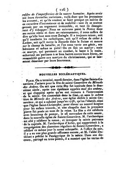 L'ami de la religion et du roi journal ecclesiastique, politique et litteraire