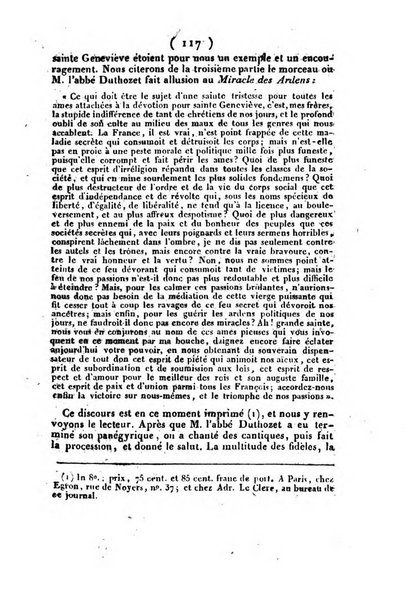 L'ami de la religion et du roi journal ecclesiastique, politique et litteraire