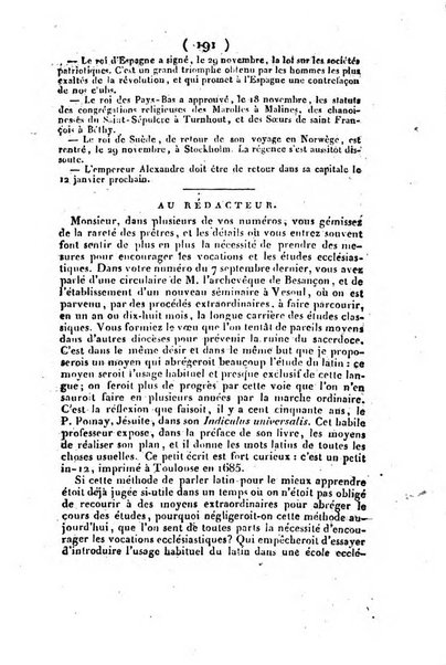 L'ami de la religion et du roi journal ecclesiastique, politique et litteraire