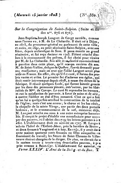 L'ami de la religion et du roi journal ecclesiastique, politique et litteraire