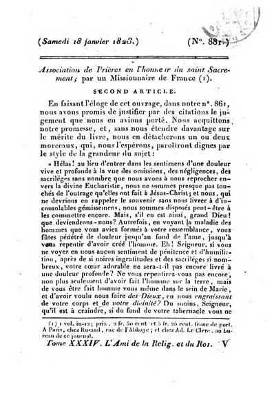 L'ami de la religion et du roi journal ecclesiastique, politique et litteraire