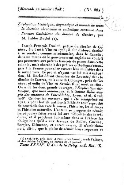 L'ami de la religion et du roi journal ecclesiastique, politique et litteraire