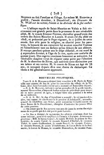 L'ami de la religion et du roi journal ecclesiastique, politique et litteraire