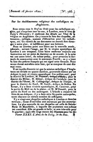 L'ami de la religion et du roi journal ecclesiastique, politique et litteraire