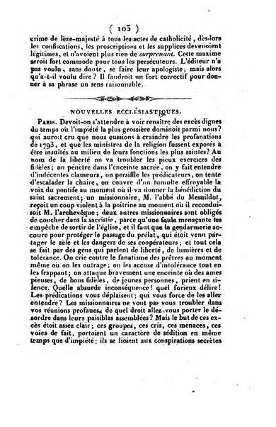 L'ami de la religion et du roi journal ecclesiastique, politique et litteraire