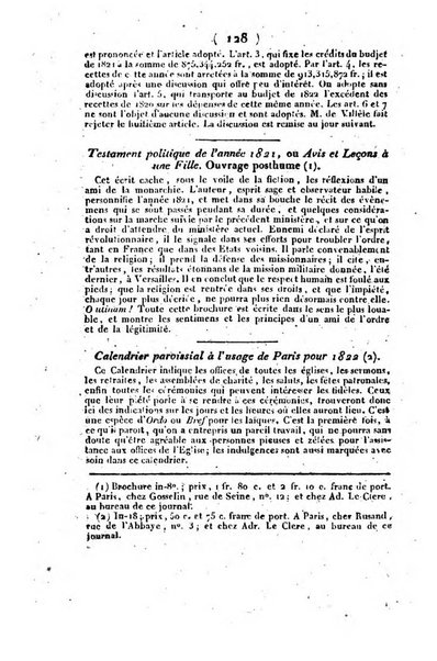 L'ami de la religion et du roi journal ecclesiastique, politique et litteraire