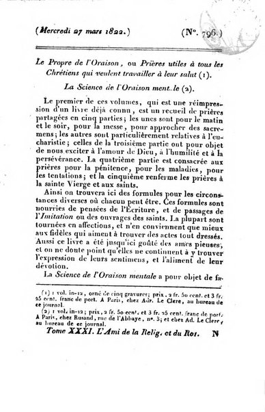 L'ami de la religion et du roi journal ecclesiastique, politique et litteraire