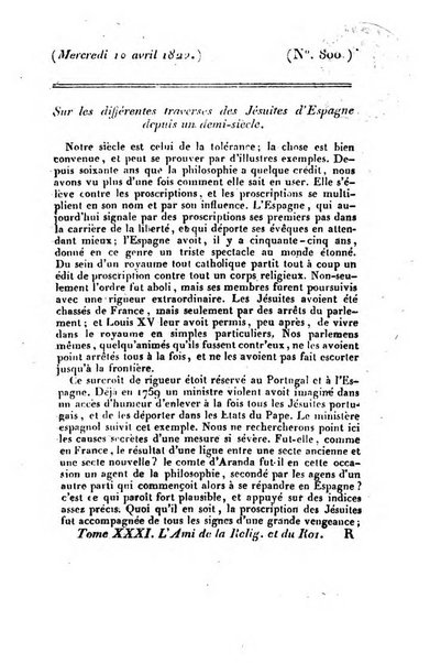 L'ami de la religion et du roi journal ecclesiastique, politique et litteraire