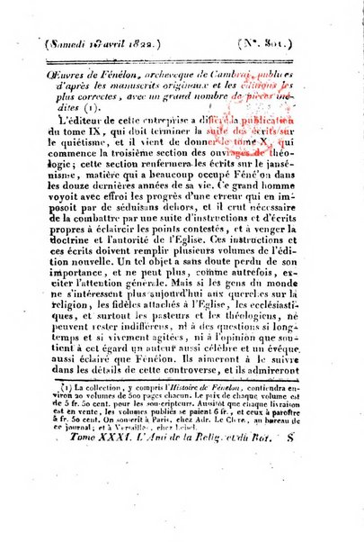 L'ami de la religion et du roi journal ecclesiastique, politique et litteraire