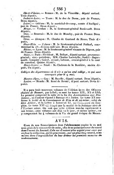 L'ami de la religion et du roi journal ecclesiastique, politique et litteraire