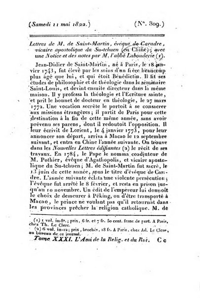 L'ami de la religion et du roi journal ecclesiastique, politique et litteraire