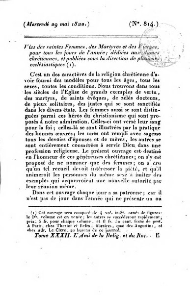 L'ami de la religion et du roi journal ecclesiastique, politique et litteraire