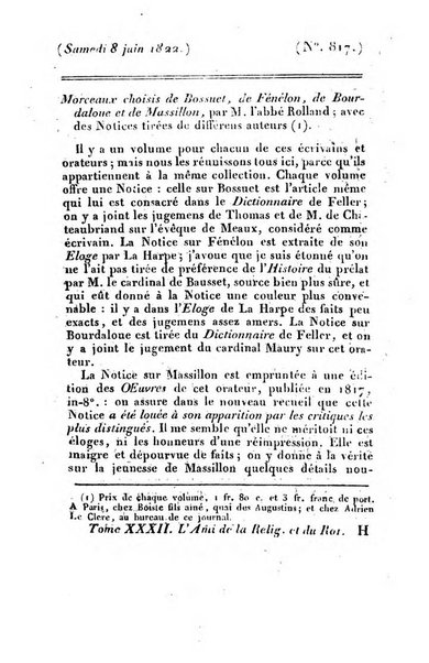 L'ami de la religion et du roi journal ecclesiastique, politique et litteraire