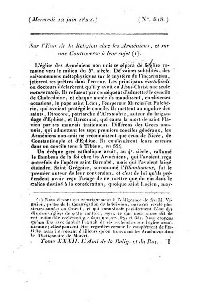 L'ami de la religion et du roi journal ecclesiastique, politique et litteraire