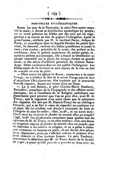 L'ami de la religion et du roi journal ecclesiastique, politique et litteraire