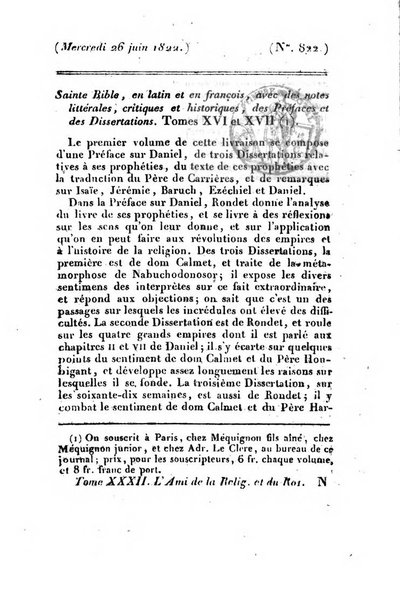 L'ami de la religion et du roi journal ecclesiastique, politique et litteraire