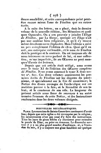 L'ami de la religion et du roi journal ecclesiastique, politique et litteraire