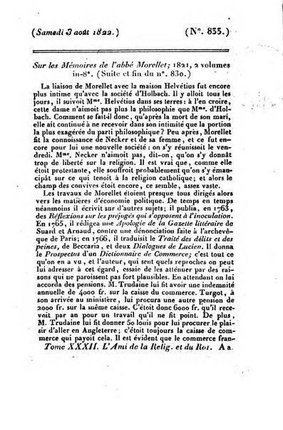 L'ami de la religion et du roi journal ecclesiastique, politique et litteraire