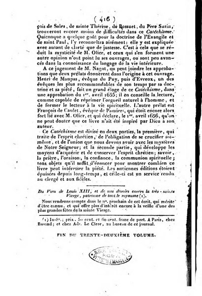 L'ami de la religion et du roi journal ecclesiastique, politique et litteraire