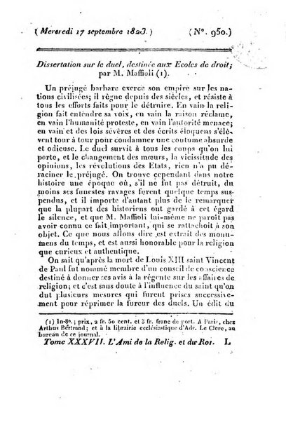 L'ami de la religion et du roi journal ecclesiastique, politique et litteraire