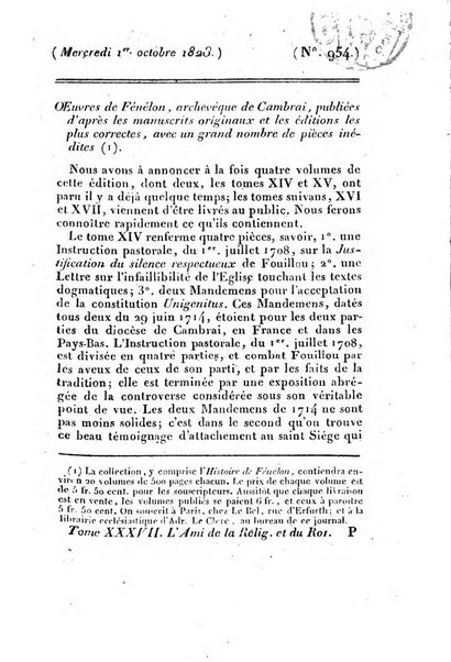 L'ami de la religion et du roi journal ecclesiastique, politique et litteraire