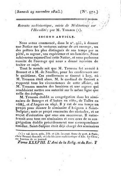 L'ami de la religion et du roi journal ecclesiastique, politique et litteraire