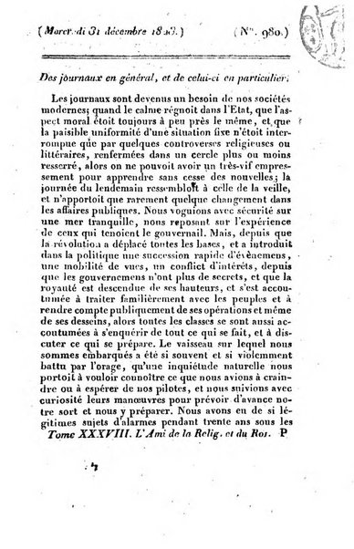 L'ami de la religion et du roi journal ecclesiastique, politique et litteraire