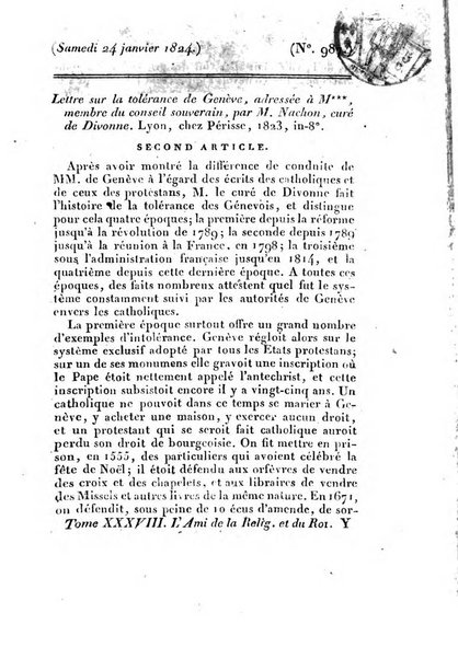 L'ami de la religion et du roi journal ecclesiastique, politique et litteraire