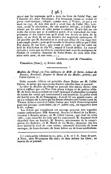 L'ami de la religion et du roi journal ecclesiastique, politique et litteraire