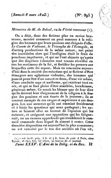 L'ami de la religion et du roi journal ecclesiastique, politique et litteraire